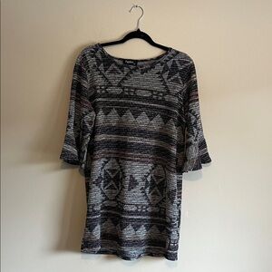 Papillon Textured Aztec Print Tunic Top